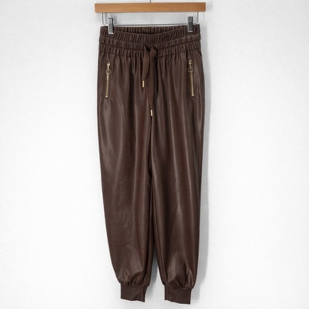 Generation Love Womens Bonnie Jogger Pant XS Brown Vegan Leather‎ Edgy Chic